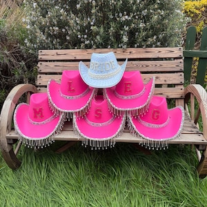 Hot Pink Cowboy Hat • Hen Party Cowgirl Hats • Initial Cowboy Hats • Bachelorette Party Cowboy Hats