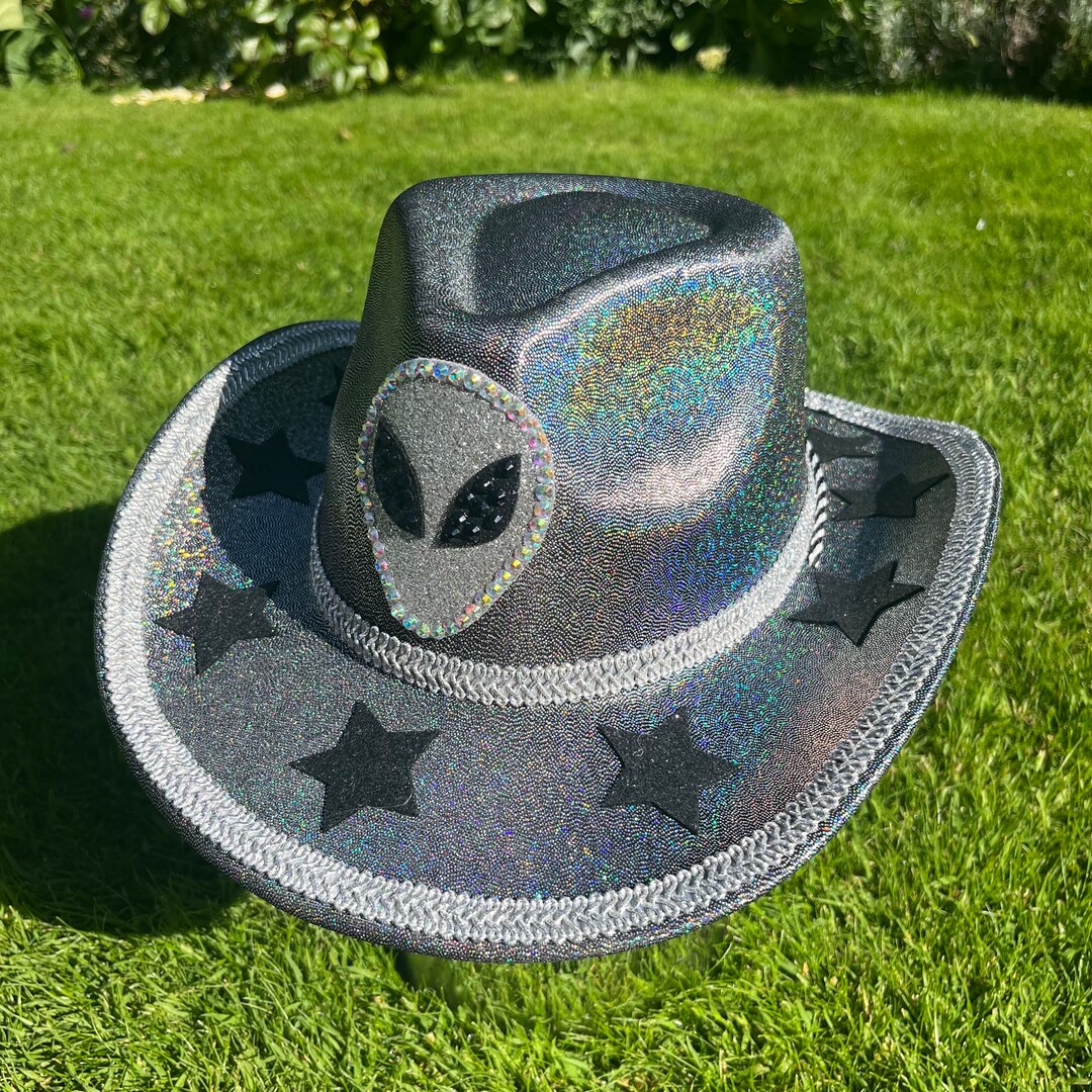 Space Cowboy Hat • Rhinestone Cowboy Hat • Silver Cowboy Hat • Alien ...