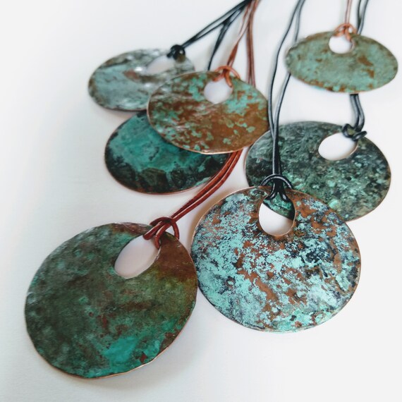 Copper Patina Necklace Oxidized Copper 