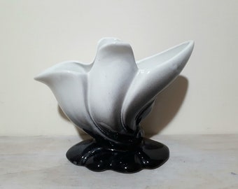 Pink and Black Ombre Beauceware Accordian Style Vase