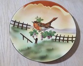 Vintage Prov Saxe E.S. Erdmann Schlegelmilch bird landcape plate - Antique collectible decorative dish