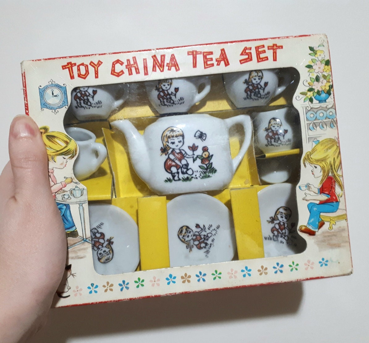 Juego de té de juguete de porcelana vintage de 11 piezas Tazas de té para  niños en miniatura tetera para uso decorativo -  España
