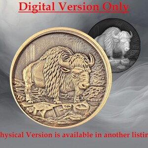 Majestic Spirit : carte de la profondeur du bison d'Amérique - Fichier numérique pour gravure, impression CNC et 3D