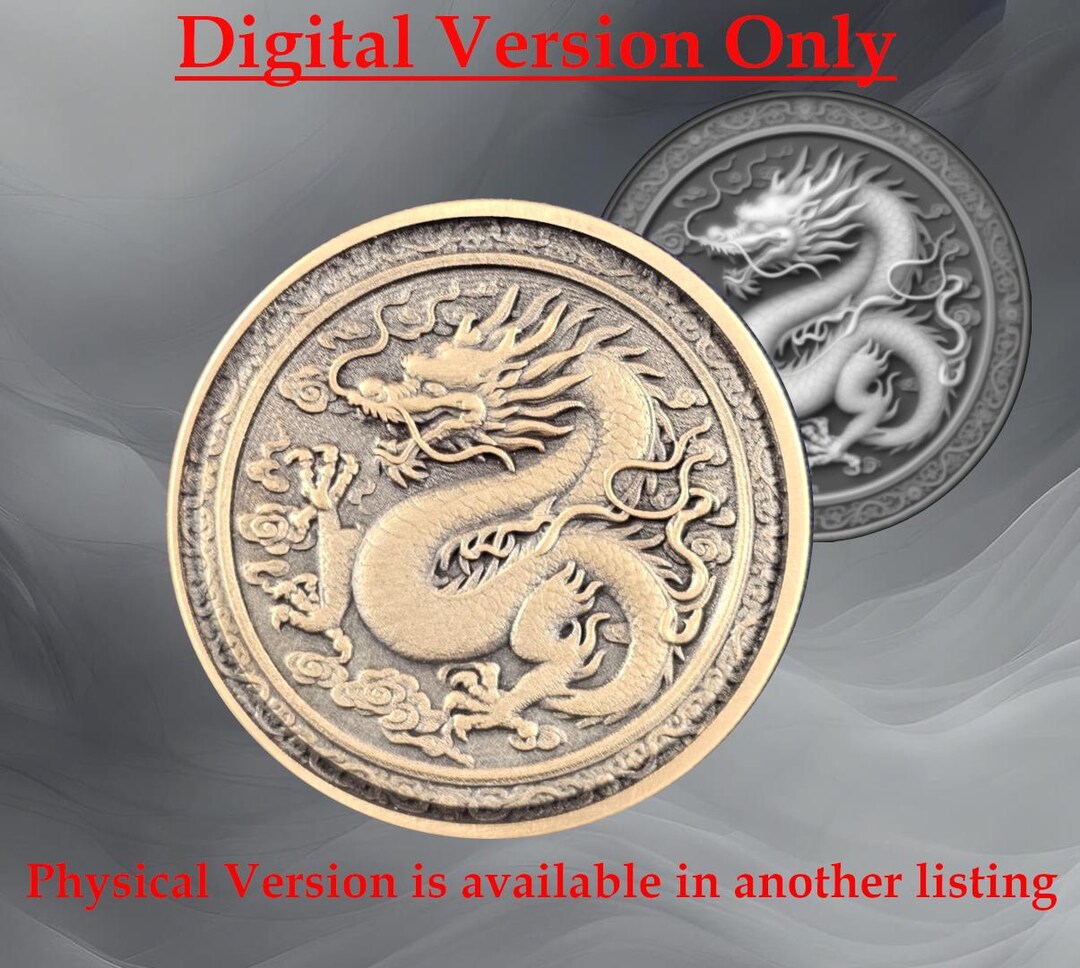 Digital Depth Map – Asian Dragon Coin Design | 40mm Fantasy Relief ...