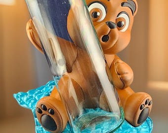 3D Printed Teddy Bear Wine Bottle Holder: Whimsical Tabletop Decor