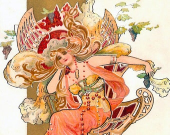 Wooden Jigsaw Puzzles For Adults - Art Nouveau Peach Princess (47 Piece Wooden Jigsaw Puzzle) Made in the USA by Nautilus Puzzles