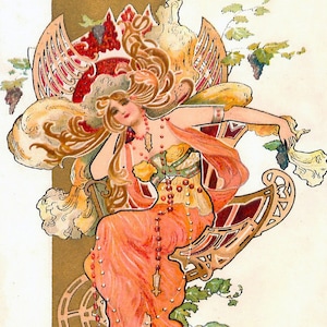 Wooden Jigsaw Puzzles For Adults - Art Nouveau Peach Princess (47 Piece Wooden Jigsaw Puzzle) Made in the USA by Nautilus Puzzles