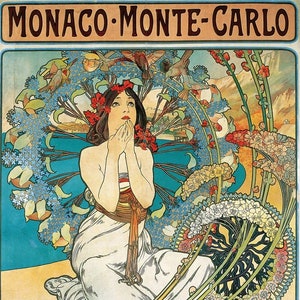 Wooden Jigsaw Puzzles For Adults - Monaco-Monte Carlo by Alphonse Mucha (179 Piece Wooden Jigsaw Puzzle) Made in the USA by Nautilus Puzzles