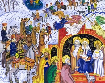 Christmas Wooden Jigsaw Puzzles For Adults - The Nativity (413 Pieces) Wooden Jigsaw Puzzle. Made in the USA by Nautilus Puzzles®