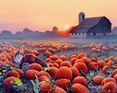 Fox Among The Pumpkins (351 Piece Wooden Jigsaw Puzzle)