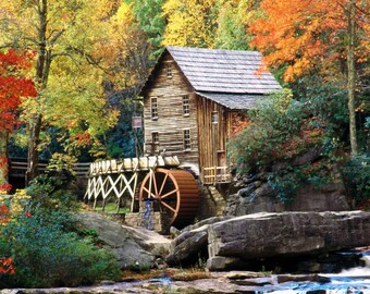 Wooden Jigsaw Puzzles For Adults - Glade Creek Grist Mill (190 Piece Wooden Jigsaw Puzzle) Made in the USA by Nautilus Puzzles