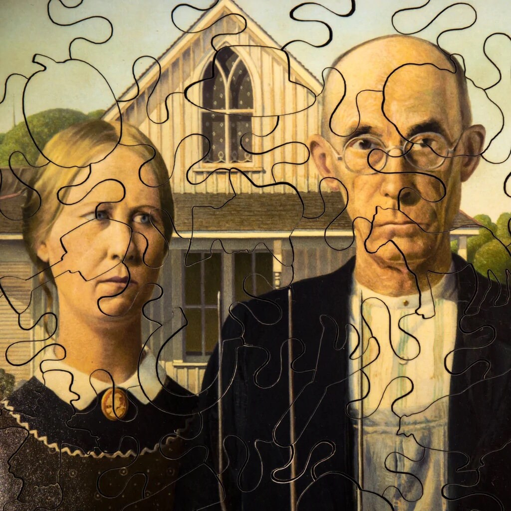 Wooden Jigsaw Puzzles for Adults American Gothic by Grant Etsy