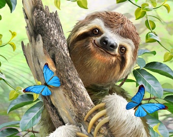Sloth Among the Butterflies | Wooden Jigsaw Puzzles For Adults With Whimsy 143 Pieces by Nautilus Puzzles® - Cute Anniversary Gift For Her
