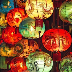 Wooden Jigsaw Puzzles For Adults - Dragon Lanterns (321 Piece Wooden Jigsaw Puzzle) Made in the USA by Nautilus Puzzles