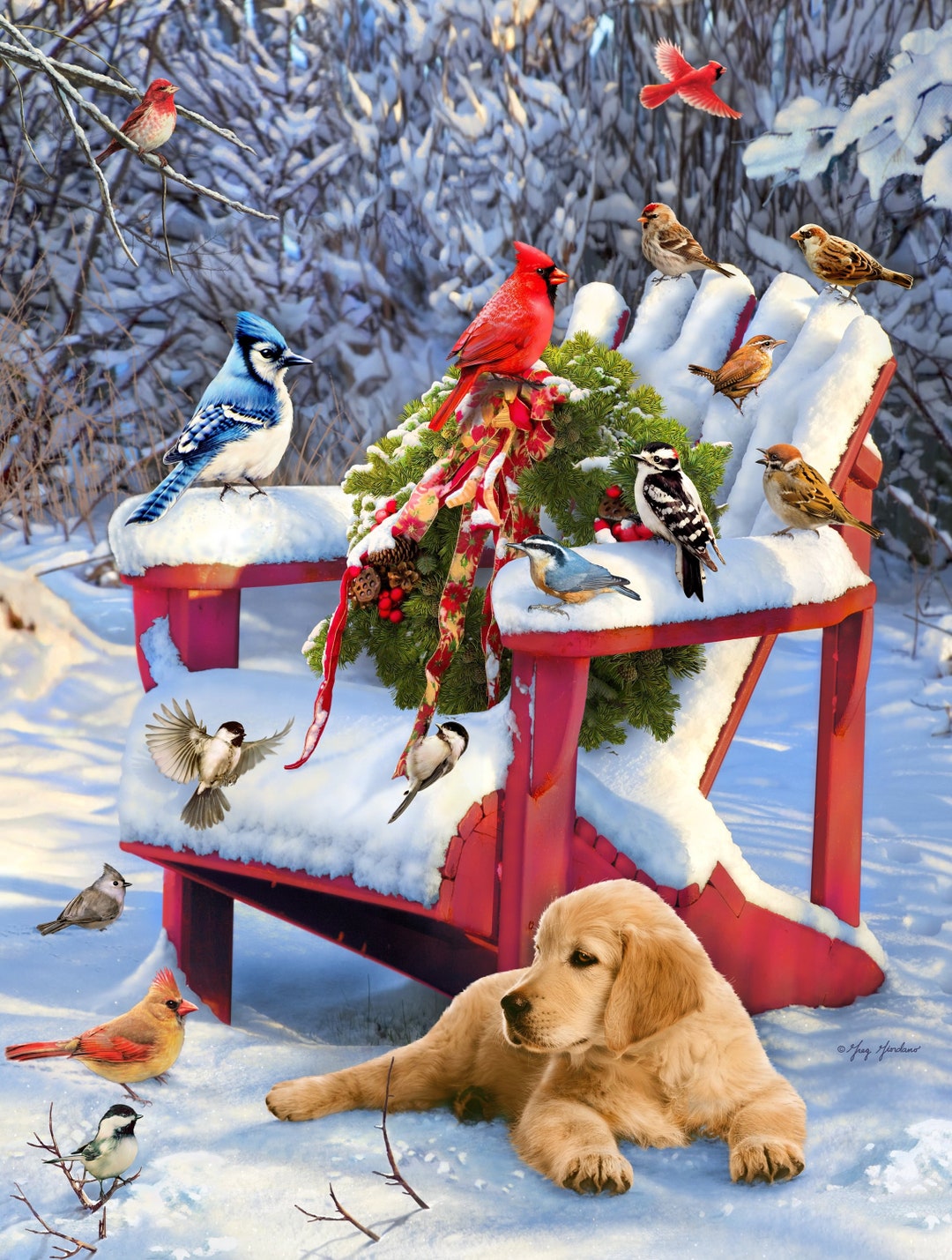 Christmas Wooden Jigsaw Puzzles for Adults Adirondack Christmas Birds ...