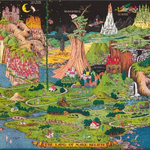 Houten legpuzzels voor volwassenen 516 stukjes van NautilusPuzzles® - cadeau voor papa, kaartpuzzel The Land of Make Believe, cadeau voor familiespel