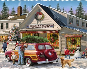 Christmas Wooden Jigsaw Puzzles For Adults - Christmas Country Store 50 Piece MINI Wooden Jigsaw Puzzle Made in the USA by Nautilus Puzzles