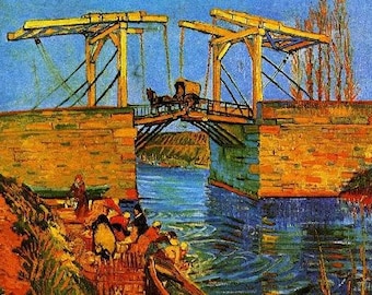 Wooden Jigsaw Puzzles For Adults - Langlois Bridge At Arles By Vincent Van Gogh (50 Pieces) Mini Wooden Jigsaw Puzzle Made in the USA®