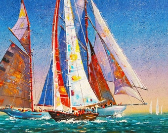 Sailboat Wooden Jigsaw Puzzles For Adults 50 Pieces by NautilusPuzzles® - Summer Style, Mini Mosaic Puzzle,Nautical Puzzle,Sails In Open Sea