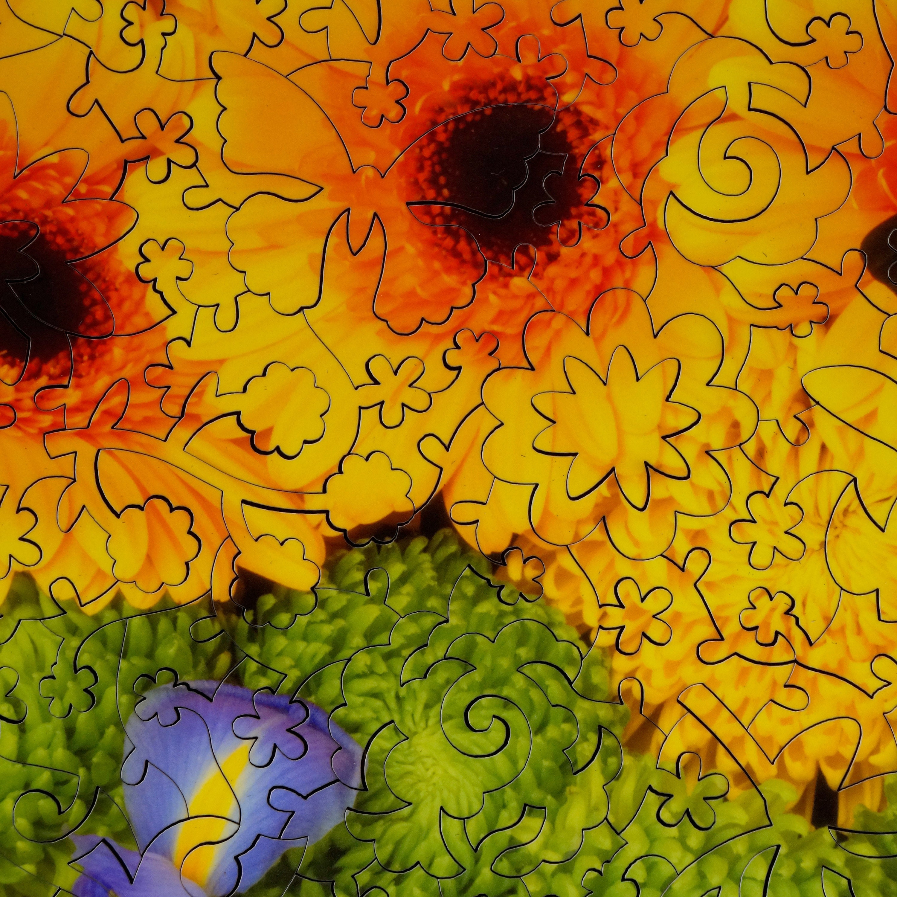 Wooden Jigsaw Puzzles, Rainbow Flowers Puzzle for Adults, Spring Style ...