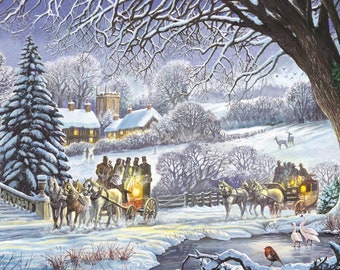 Wooden Jigsaw Puzzles For Adults -Winter Carriages - 200 Piece Wooden Jigsaw Puzzle Made in the USA by Nautilus Puzzles