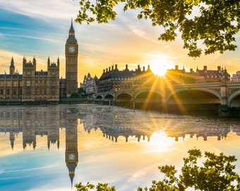Wooden Jigsaw Puzzles For Adults - Westminster Sunset, London (350 Piece Wooden Jigsaw Puzzle) Made in the USA by Nautilus Puzzles