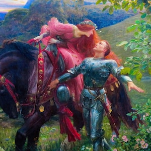 La Belle Dame Sans Merci Puzzle, Wooden Jigsaw Puzzles For Adults, Valentines Gifts, Fine Art Medieval Puzzle, Sir Francis Dicksee-437 Piece