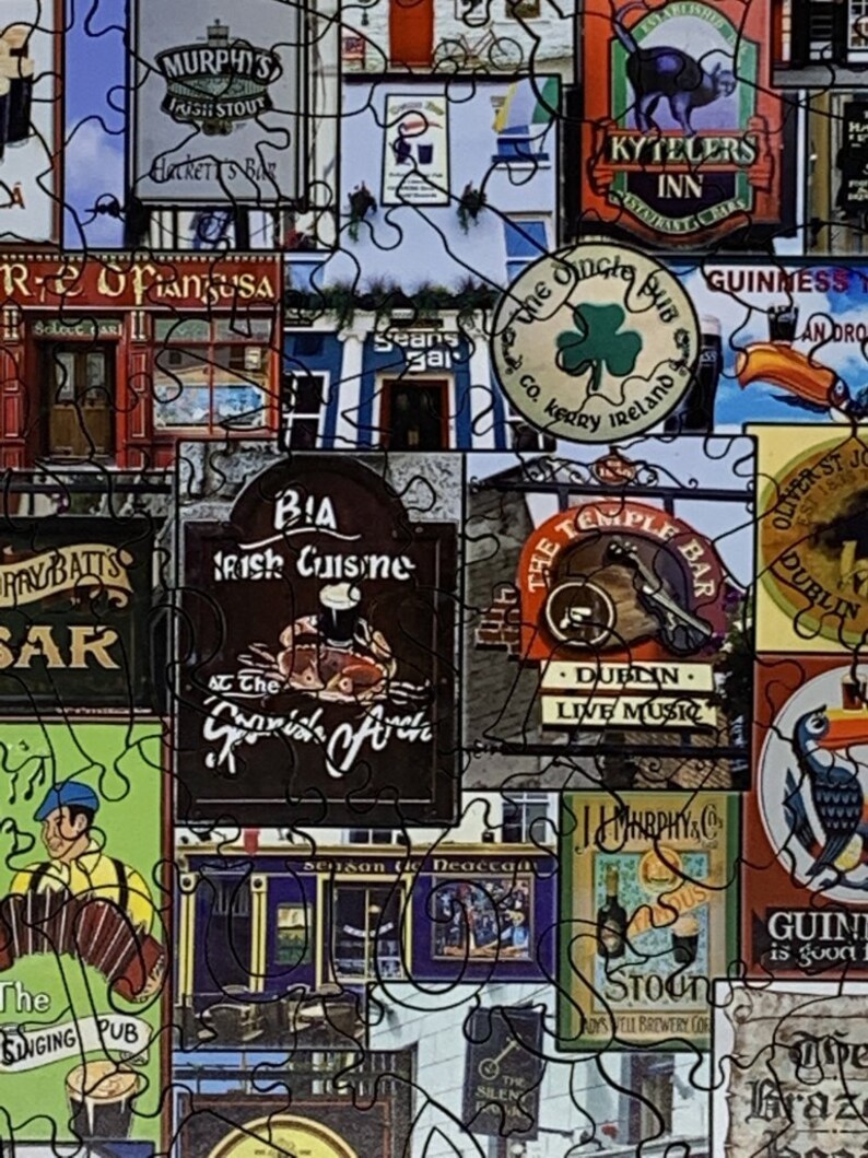 Wood Jigsaw Puzzles for Adults Irish Pubs 201 Piece Wooden Etsy