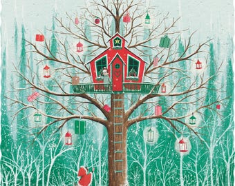 Quebra-cabeça de Natal de madeira com 200 peças da Nautilus Puzzles® - Quebra-cabeça da Casa na Árvore de Natal para adultos, presentes de Natal para ela, quebra-cabeça divertido