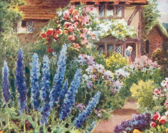 Flower jigsaw wooden puzzles for adults unique Womens day gift for her - Classic English cottage whimsy puzzle in vintage style - 47 Pieces