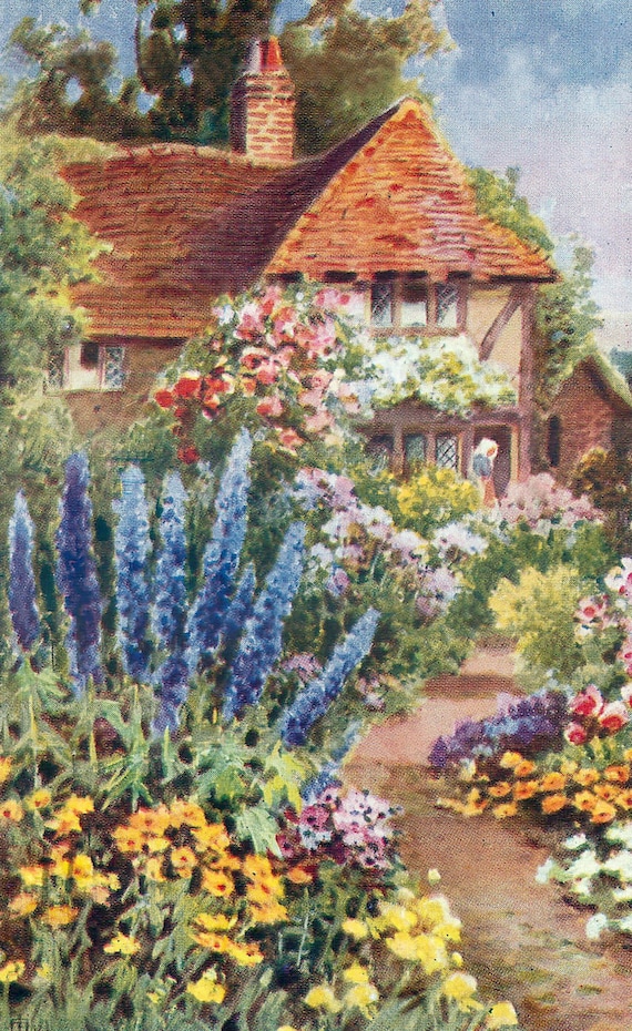 Flower jigsaw wooden puzzles for adults unique Womens day gift for her - Classic English cottage whimsy puzzle in vintage style - 47 Pieces