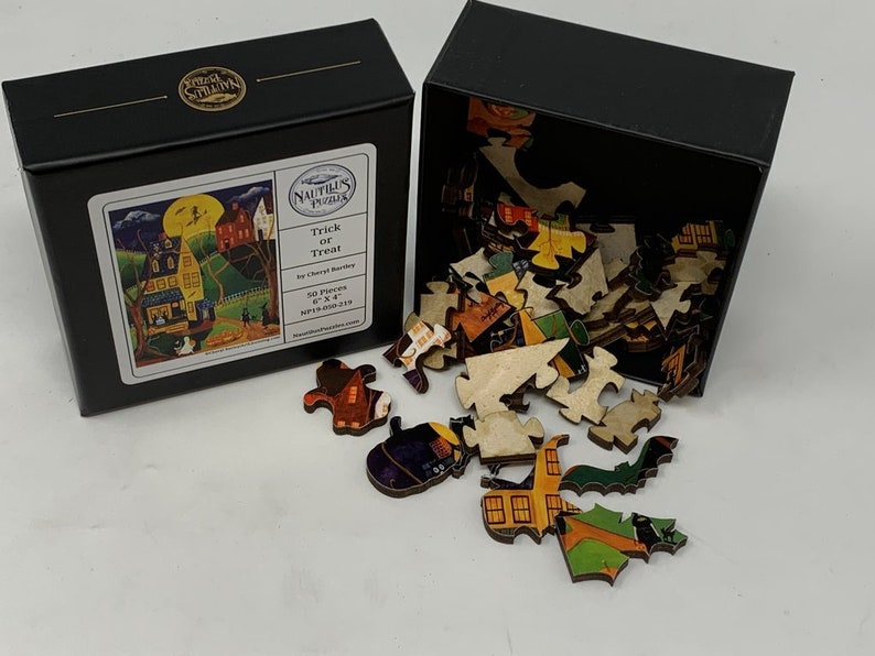 Wooden Puzzles For Adults Trick Or Treat 50 Piece Mini Etsy
