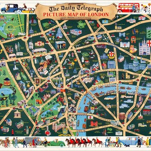 Wooden Jigsaw Puzzle For Adults - Picture Map of London (505 Piece Wooden Jigsaw Puzzle) Made in the USA by Nautilus Puzzles