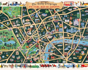 Wooden Jigsaw Puzzle For Adults - Picture Map of London (505 Piece Wooden Jigsaw Puzzle) Made in the USA by Nautilus Puzzles