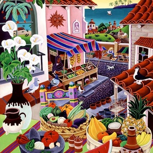 Wooden Jigsaw Puzzles for Adults El Mercado (523 Piece Wooden Jigsaw Puzzle) Made in the USA by Nautilus Puzzles