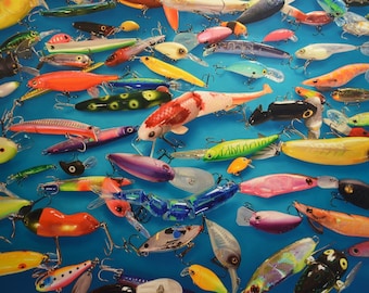 Wooden Jigsaw Puzzles For Adults - Fishing Lures 51 Pieces Made in the USA by Nautilus Puzzles® Unique Mini Jigsaw Puzzle, Summer Style