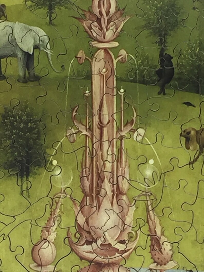 May include: A detailed illustration of a large, ornate fountain with a pink and white color scheme. The fountain has a series of intricate, swirling designs and is surrounded by a lush green landscape.