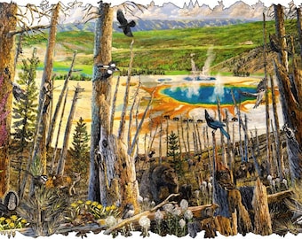 Wooden Jigsaw Puzzles For Adults - Yellowstone National Park (601 Piece Wooden Jigsaw Puzzle) Made in the USA by Nautilus Puzzles