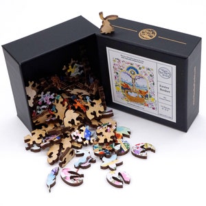 Wooden Jigsaw Puzzles For Adults Easter Basket 75 Pieces Mini Wooden Easter Puzzle Made in the USA by Nautilus Puzzles Gift for Easter image 5
