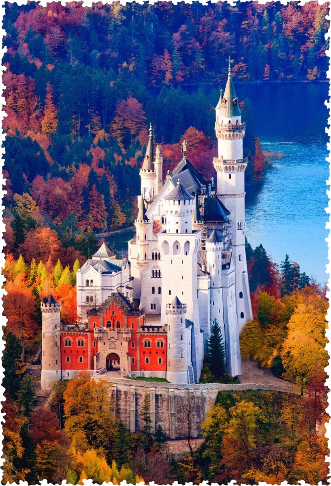 Wooden Jigsaw Puzzles for Adults Neuschwanstein in Autumn 224 Piece