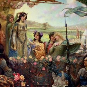 Wooden Jigsaw Puzzles For Adults - Lancelot And Guinevere By Herbert James Draper (437 Piece Puzzle) Made in the USA by Nautilus Puzzles