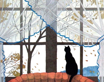 Wooden Jigsaw Puzzles For Adults - Cat in the Window - 215 Piece Wooden Jigsaw Puzzle Made in the USA by Nautilus Puzzles®