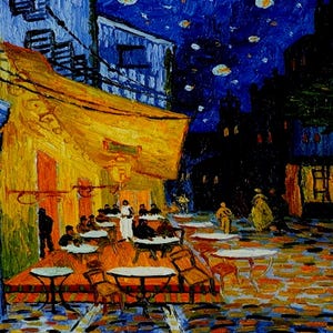Great Fathers Day Gift | Cafe Terrace At Night by Vincent Van Gogh | 50 Pieces | Mini Wooden Jigsaw Puzzle Made USA by Nautilus Puzzles™