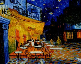 Great Fathers Day Gift | Cafe Terrace At Night by Vincent Van Gogh | 50 Pieces | Mini Wooden Jigsaw Puzzle Made USA by Nautilus Puzzles™