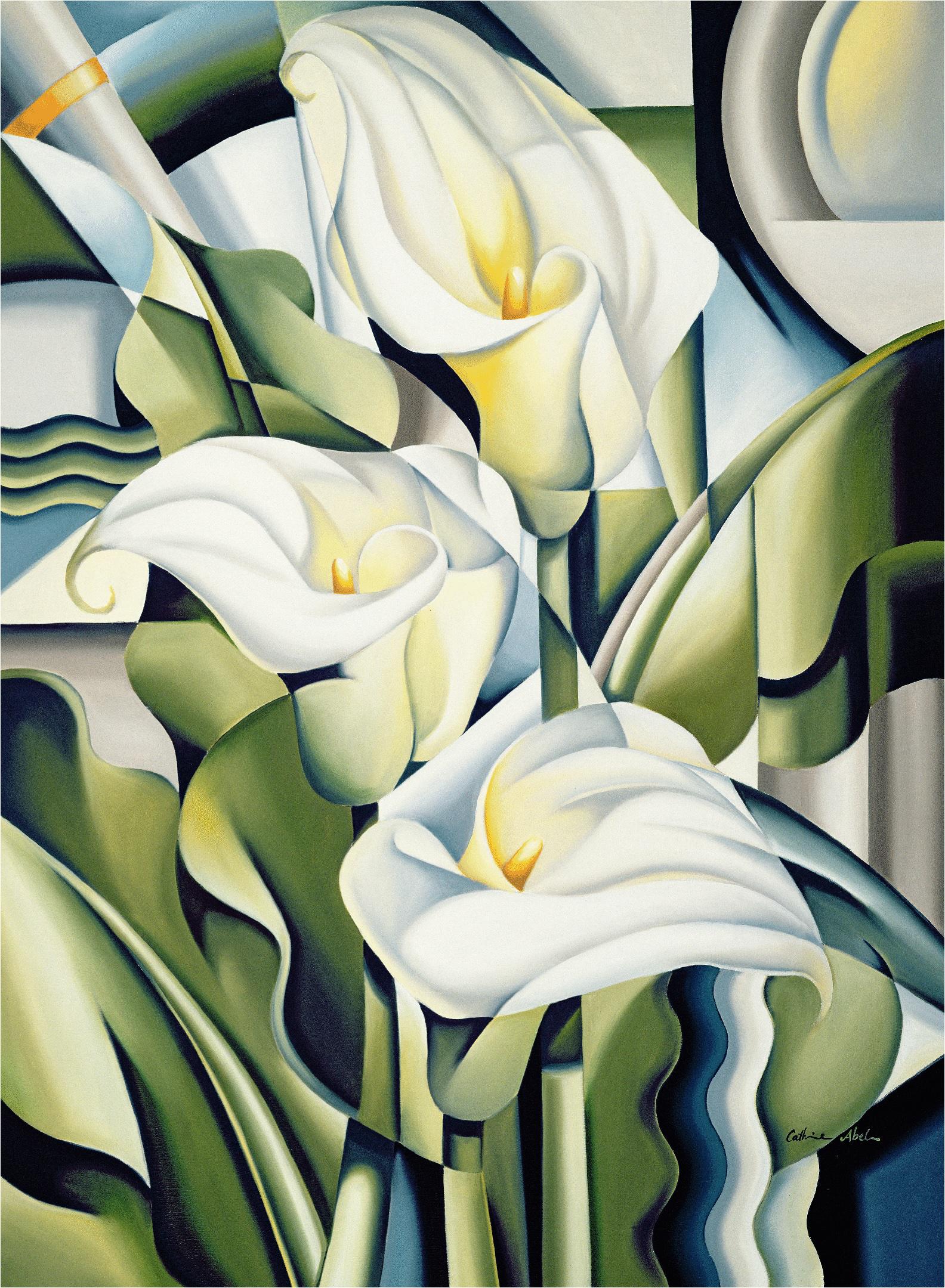 Cubist Lilies Jigsaw Puzzles For Adults 470 Pieces NautilusPuzzles® - Wooden Flower Puzzles With Unique Shaped Pieces, Grandma Gift, Whimsy