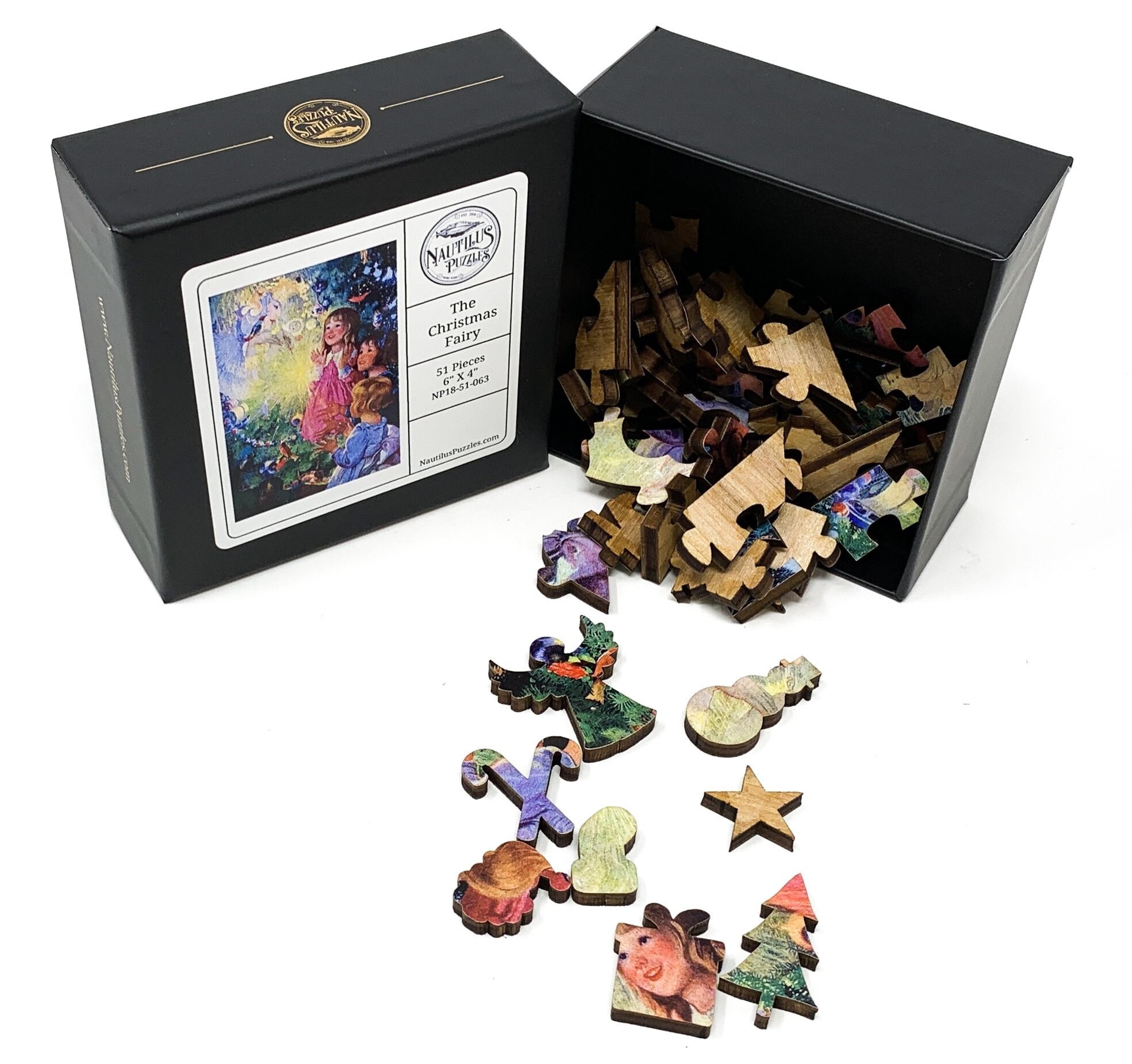 The Christmas Fairy 51 Piece Mini Wooden Jigsaw Puzzle by Nautilus Puzzles 
