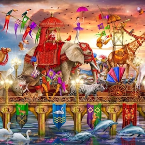 Handmade Wooden Jigsaw Puzzles For Adults, Heirloom Gift, Animals Puzzle, Whimsy Jigsaw Puzzle, One Way Traffic, Board Games - 499 Pieces