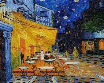 Wooden Jigsaw Puzzles For Adults - Cafe Terrace At Night by Vincent Van Gogh-50 Piece Mini Jigsaw Puzzle Made in the USA by Nautilus Puzzles