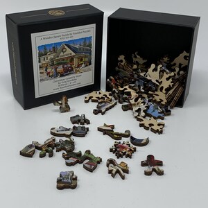 Christmas Wooden Jigsaw Puzzles For Adults Christmas Country Store 50 Piece MINI Wooden Jigsaw Puzzle Made in the USA by Nautilus Puzzles image 4