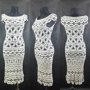 Crochet silk dress for women. Brugge lace dress. Summer beach wear.